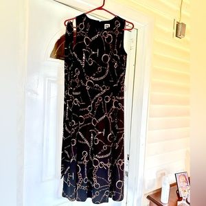 Anne Klein black with gold details 3/4 length dress